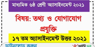 ১৭ সপ্তাহের ৬ষ্ঠ শ্রেণির তথ্য ও যোগাযোগ প্রযুক্তি অ্যাসাইনমেন্ট সমাধান ২০২১