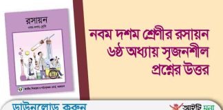 নবম দশম শ্রেণীর রসায়ন ৬ষ্ঠ অধ্যায় সৃজনশীল প্রশ্নের উত্তর SSC-Chemistry-Chapter-6-Question-Solution